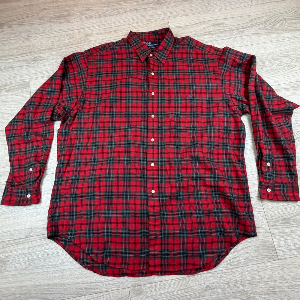 Polo Ralph‎ Lauren Elliott Fit Plaid Long Sleeve Button Down Shirt Men XL Cotton
